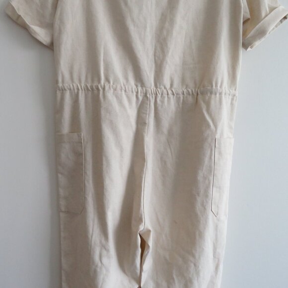 PRINCESS POLLY Linen Blend Utility Boilersuit Jumpsuit in Oatmeal - Size US 4 - Picture 13 of 16